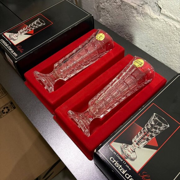 Cristal DArques Soliflor 17cm Crystal Vase Set Of 2 With Boxes - Picture 2 of 9